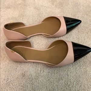 Tory Burch flats pink leather and black toe size 8